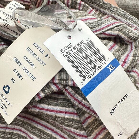 NEW! Hippie Rose Ribbed Henley Knit Top Striped V-Neck XL Cotton Blend Short Sle - Picture 3 of 9